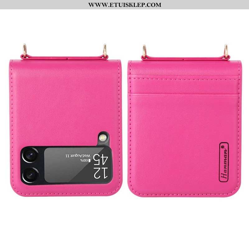 Etui do Samsung Galaxy Z Flip 4 Etui Folio Skórzany Styl Z Paskiem